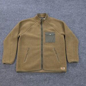 Fjallraven Jacket Mens XL Brown Vardag Pile Fleece Full Zip Hiking Outdoors